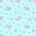 Gentle hearts watercolor seamless pattern